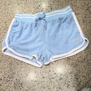Guess Powder Blue Terry Lounge Shorts with White Trim